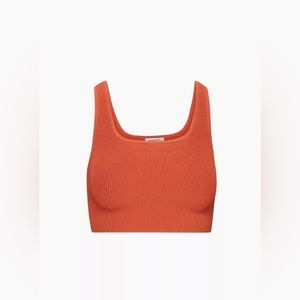 ARITZIA Babaton Sculpt Knit Squareneck Cropped Tank in Flambeau Red
